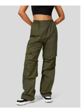 Halara Mid Rise Side Pocket Ruched Straight Leg Casual Cotton Pants